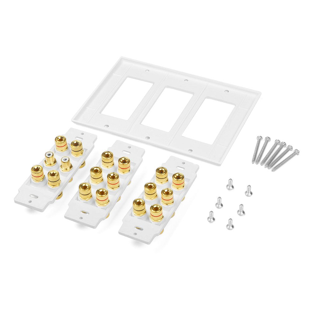 Icespring 5 6 7.1/7.2 Or 8.1/8.2 One Or Two Subwoofer Compatible 16 Banana Post And 2 Rca Speaker Wall Plate For Home Theater Au