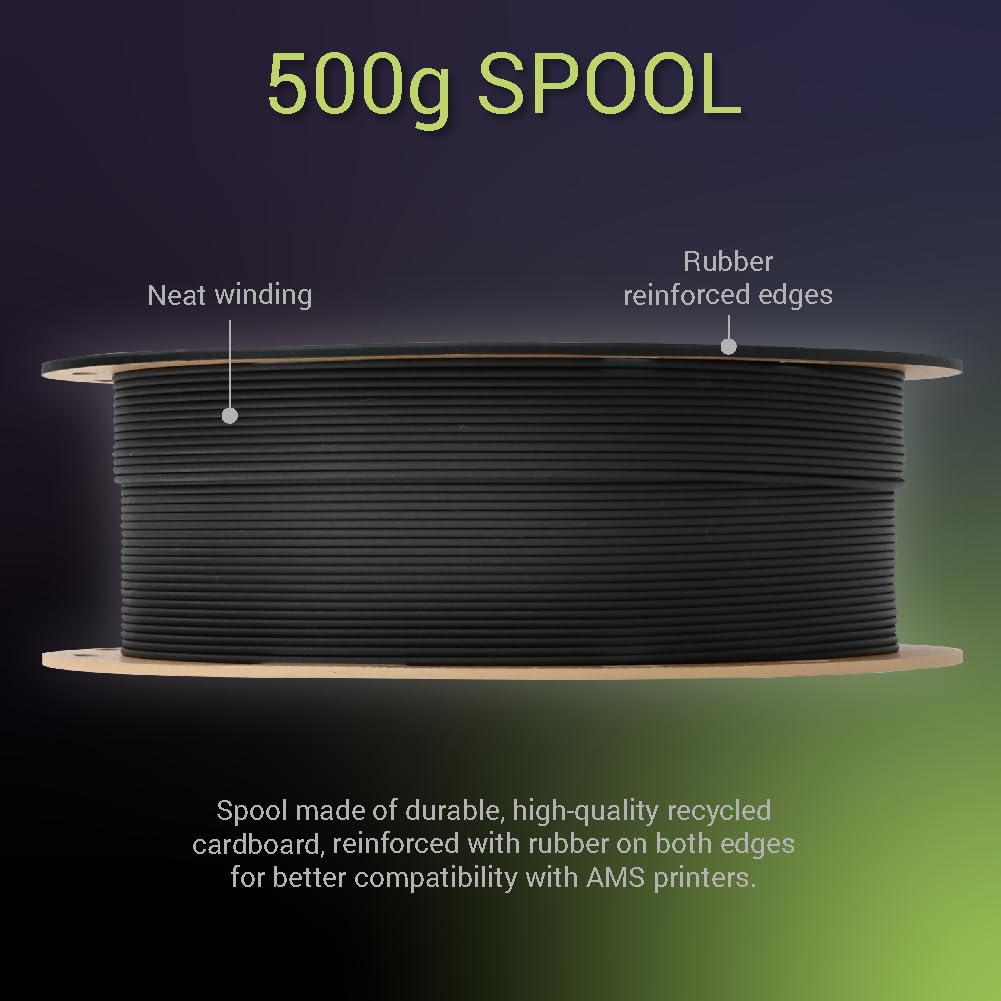 Polymaker Fiberon Pa6 Cf20 Carbon Fiber Nylon 3D Printer Filament 1.75Mm Black 500G, Enhanced Hard Edge Cardboard Spool, Fiberon