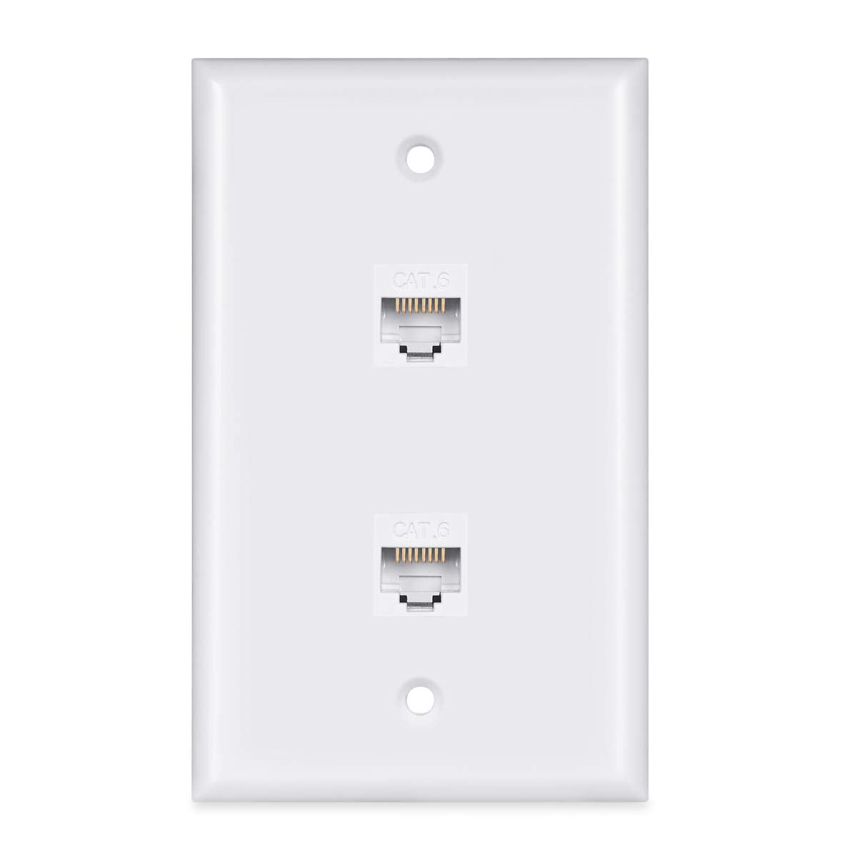 2 Ethernet Wall Plate -2 Port PHIZLI Cat6 Ethernet Cable Wall Plate Female to Female - White