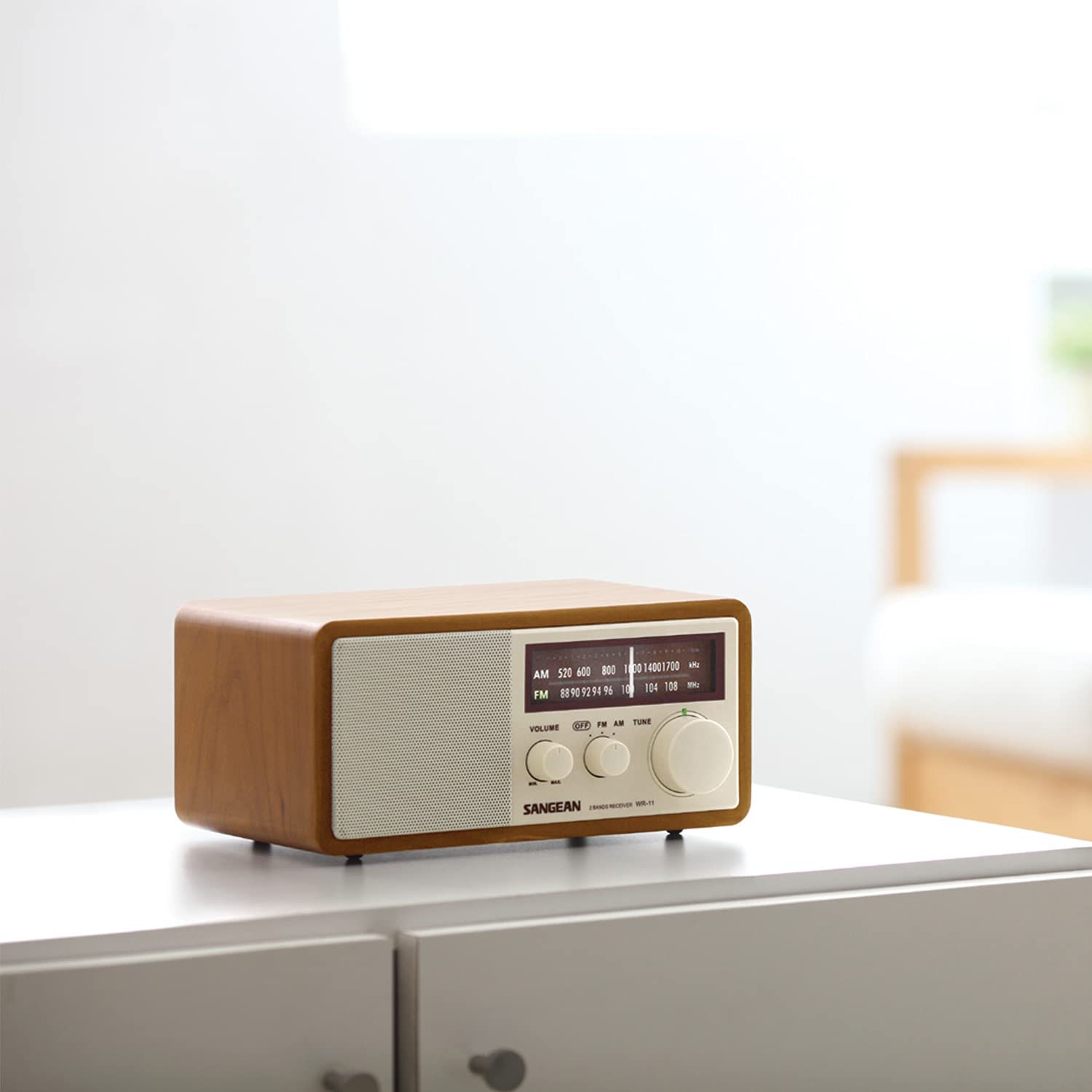 Sangean WR-11 Wood Cabinet AM/FM Table Top Analog Radio Wooden