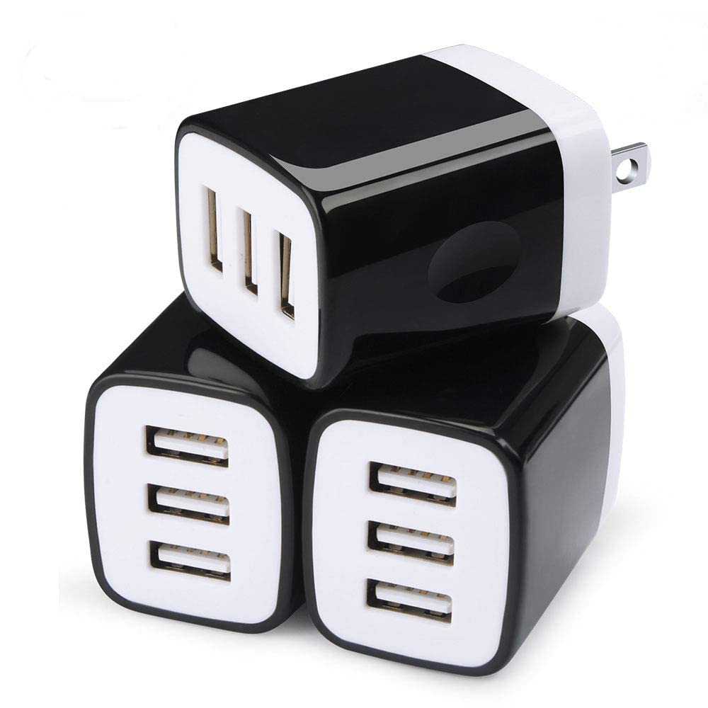 Wall Charger Adapter,Usb Cubes,Sicodo 3Pack Universal Travel 3.1A 3 Muti Port Plug Charging Block Compatible With Iphone 15,14,1
