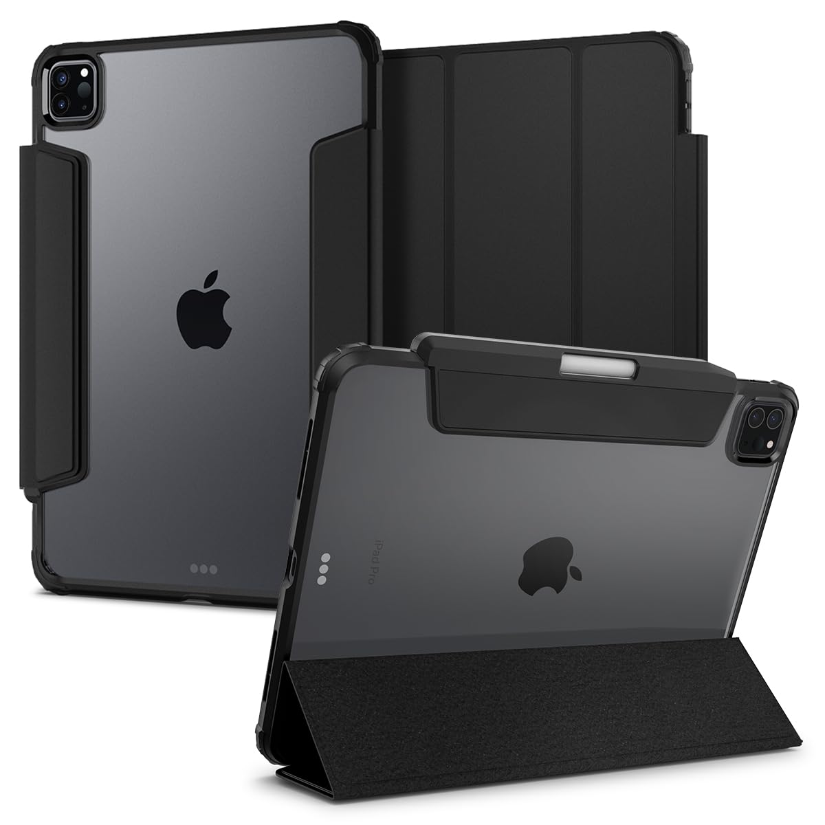 Spigen Ultra Hybrid Pro Designed For Ipad Pro 11 Inch Case M2 4Th Generation (2022) / 3Rd Generation (2021) / 2Nd Generation (2020) / 1St Generation (2018) / Transparent Back And Pencil Holder   Black