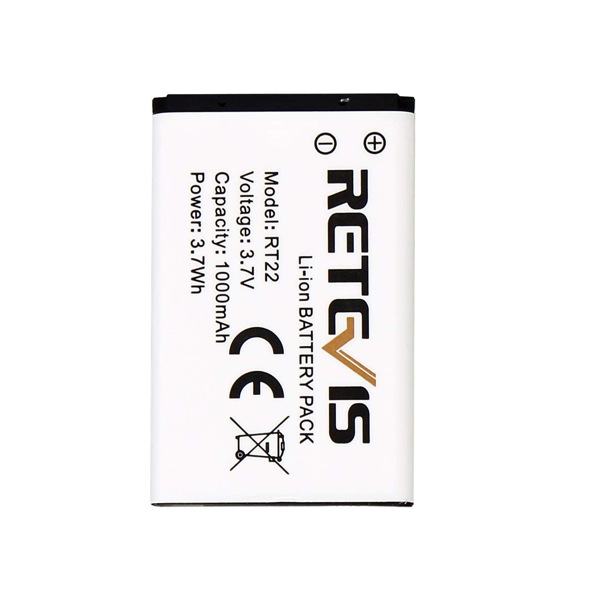 Retevis Rt22 Rt22S Rt15 Rt19 Battery Walkie Talkie Original Li Ion Battery 3.7V 1000Mah Compatible Rt22 Rt22S Rt15 Rt19 Wln Kd C1 Two Way Radio(2 Pack)