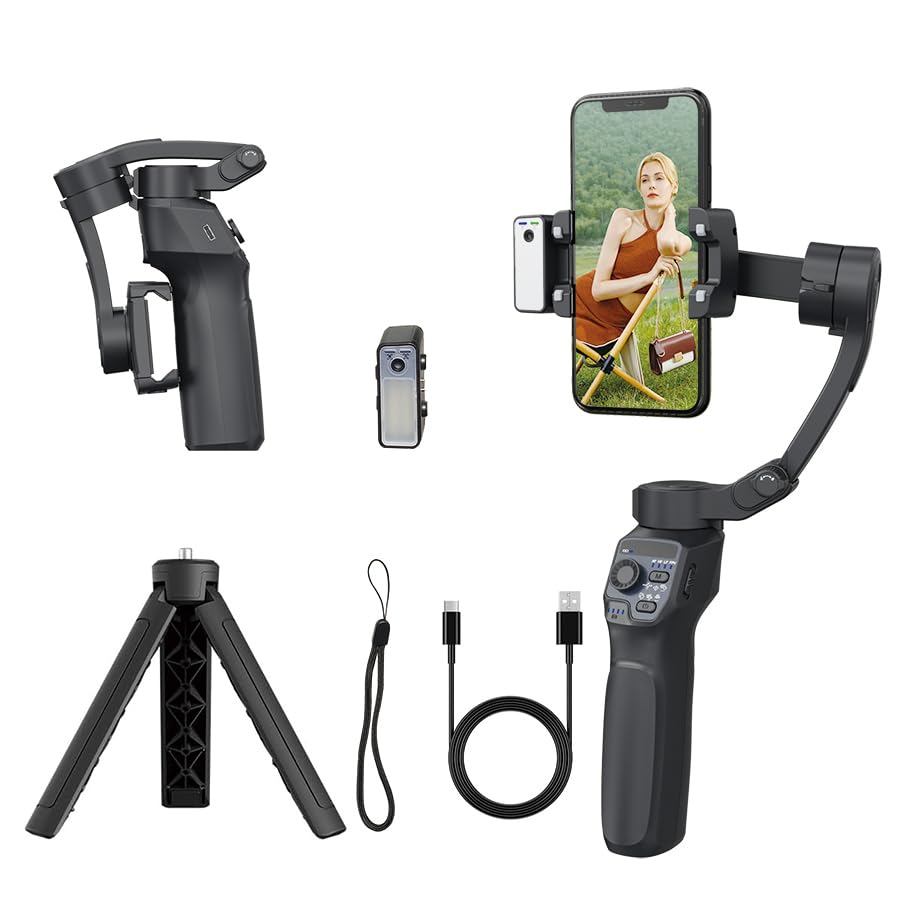 360 Rotating Auto Face Tracking Phone Holder,No App,Smart Body Tracking Gimbal Stand Selfie Phone Camera Mount Cell Phone Tripod