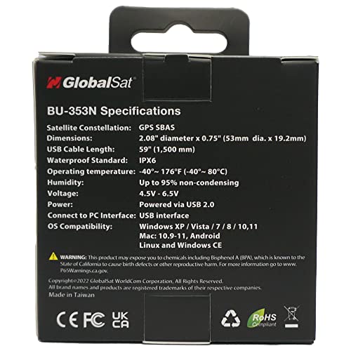Globalsat Bu 353N Usb Gps Receiver, Black