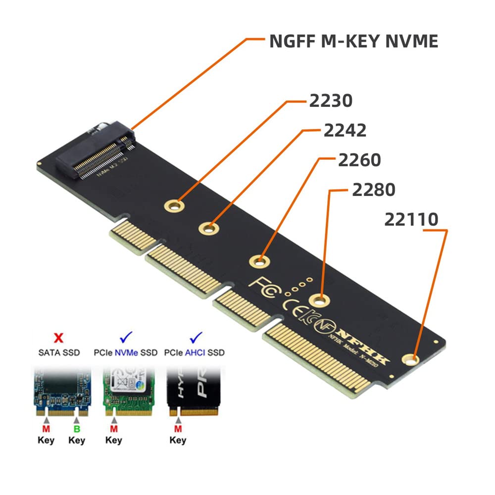 Nfhk Ngff M.2 M Key Nvme Ahci Ssd To Pci E 3.0 16X 8X 4X Power Adapter Low Profile Height 3Cm For 110Mm 80Mm Ssd 1U Server
