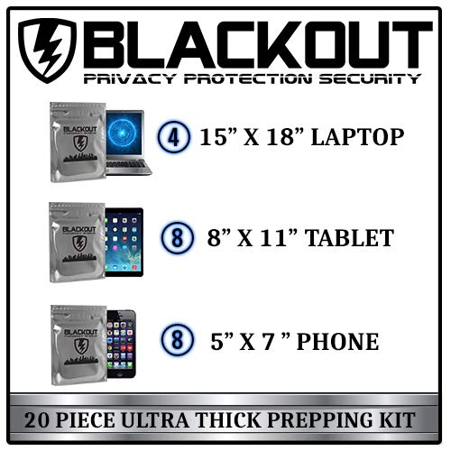 Blackout Faraday Cage Emp Bags Premium Ultra Thick 20Pc Prepping Kit Laptops Tablets Smartphones Hard Drives