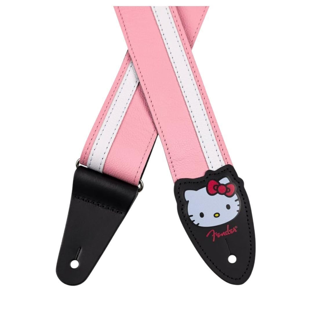 Fender Hello Kitty Leather Strap, Adjustable Length From 34 To 59, Leather Ends, Pink