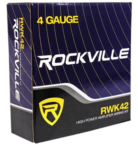 Rockville Rwk42 4 Gauge 4 Chan Car Amp Wiring Installation Wire Kit (2) Rca'S,Black