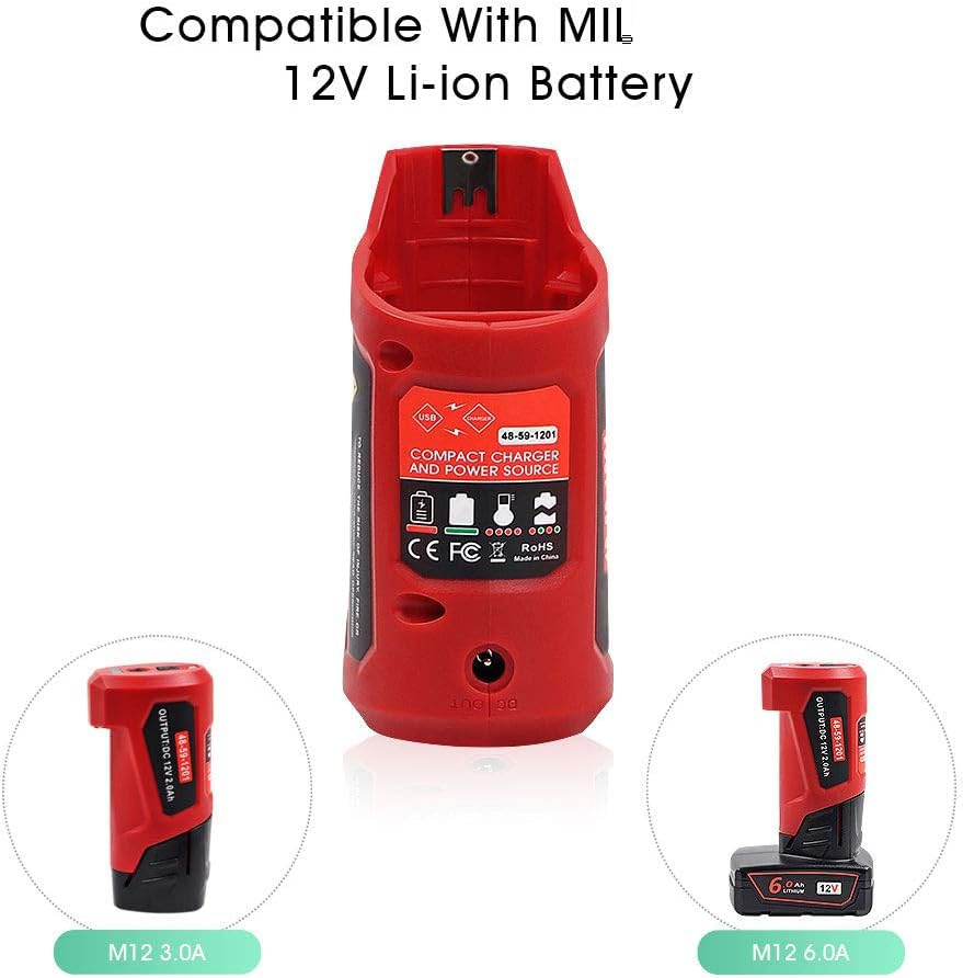 ?Multifunction ? 12V Usb Power Source Replacement For M12 Milwaukee 12V Battery Charger M12 Adapter Compatible With Milwaukee He
