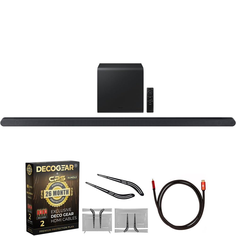 Samsung Hw S800D Ultra Slim 3.1.2Ch Wireless Dolby Soundbar W/Q Symphony (2024 Model) Bundle With Deco Gear 4K Hdmi 2.0 Cable X2