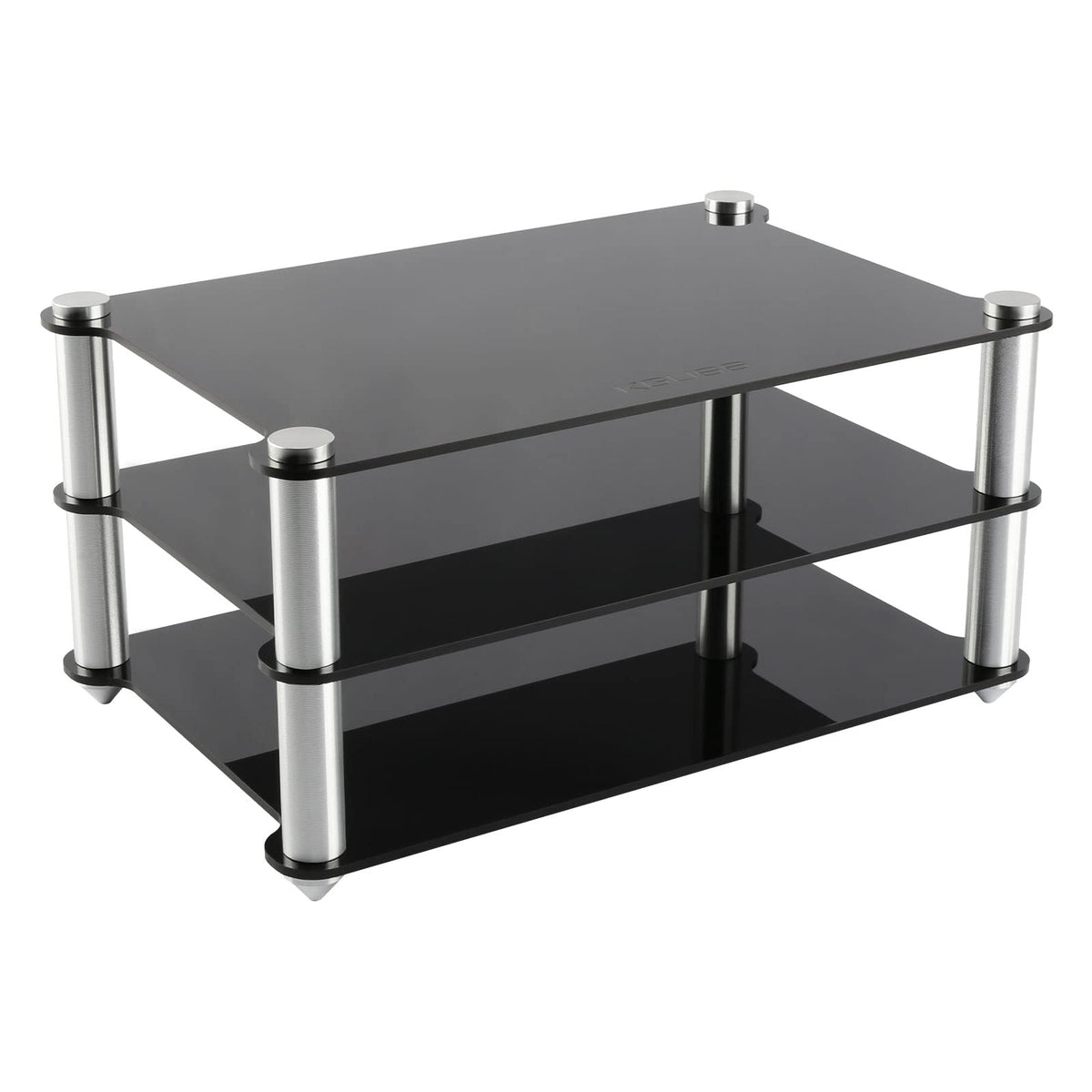 Kguss Mini Audio Component Rack Black Acrylic 2 Layer Rack Aluminium Holders Small Desktop Rack For Hifi Audio Equipment Dac Amplifier Amp (Black)