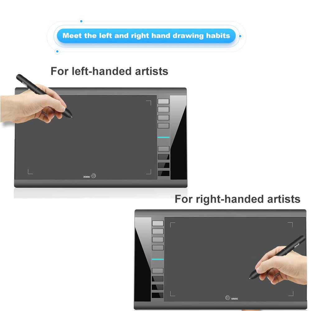 Ugee Graphics Drawing Tablet, M708 V2 10X6 Inch Ultra Thin Large Graphics Drawing Tablets Art Pad With 8 Hot Keys 8192 Level Bat