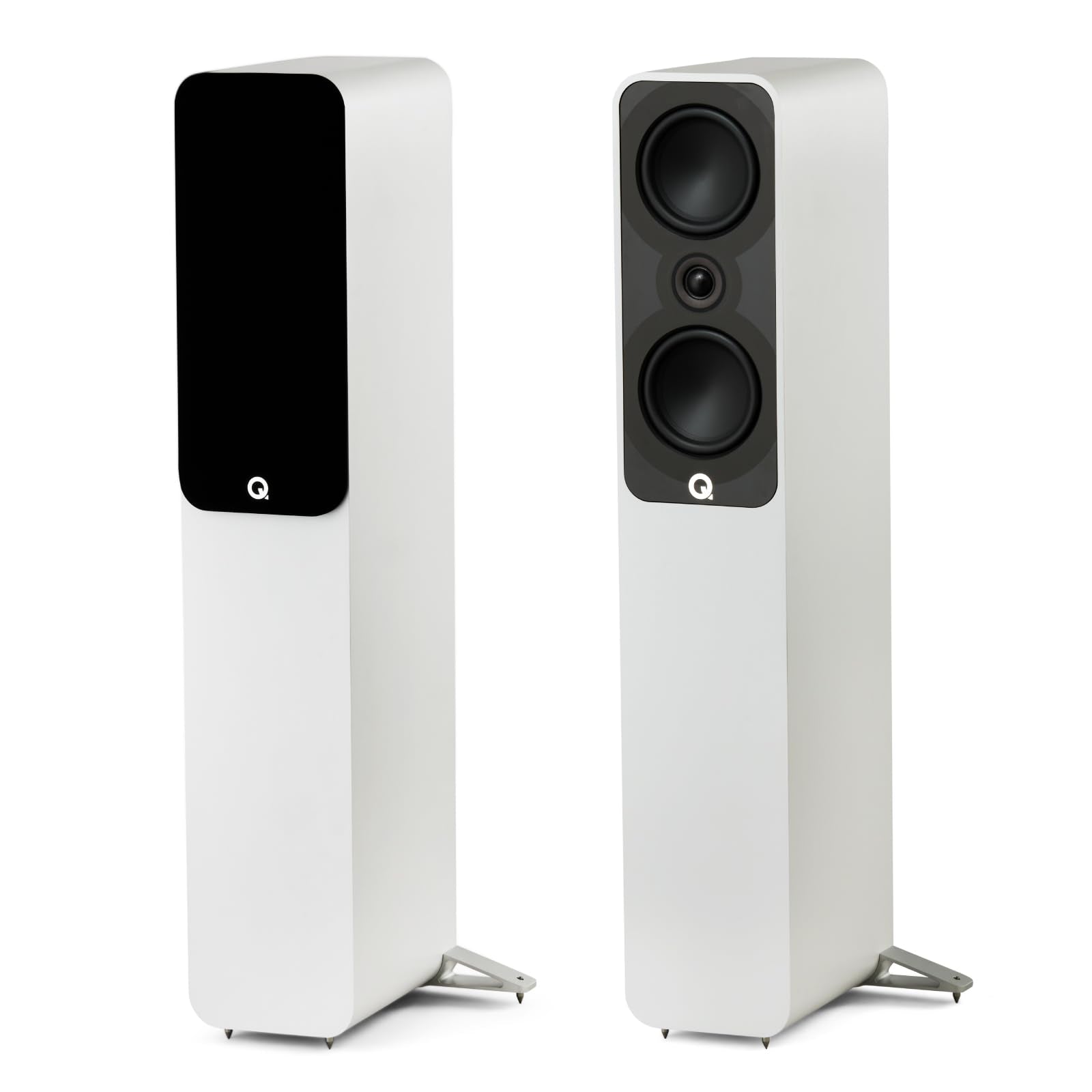Q Acoustics 5040 Floorstanding Speaker Satin White (Single Speaker)   2 X 5 Mid/Bass Drivers, 1'' Tweeter   Stereo System For Ho