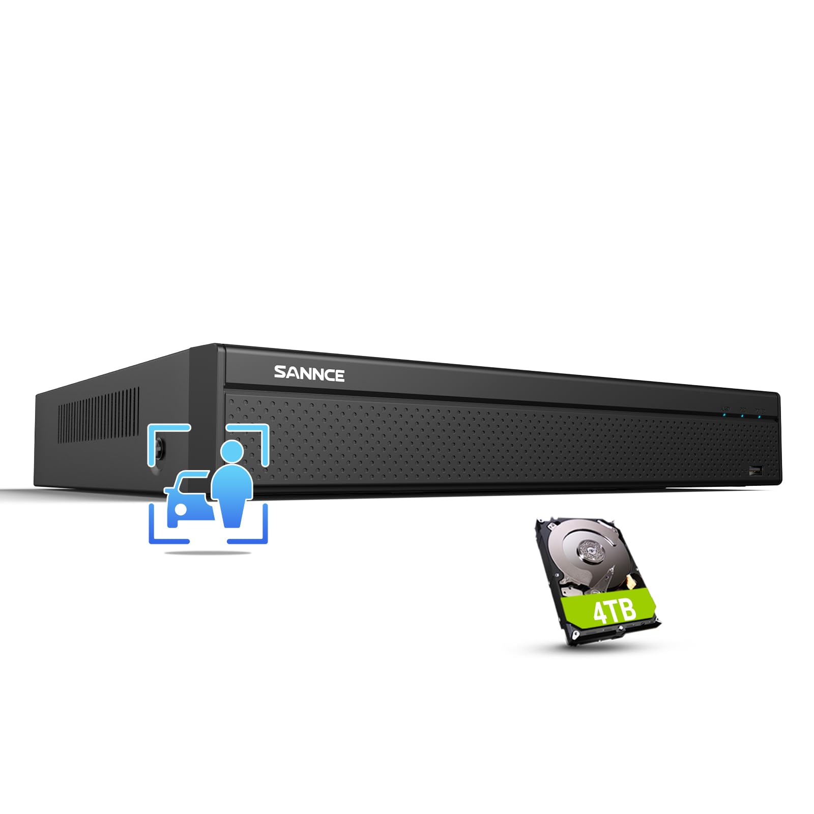 Sannce 4K Poe Cctv Nvr 16 Channel Home Security Camera System With 4Tb Hard Drive, Supports 8Mp/5Mp/4Mp/1080P Hd Ip Cams 24/7 Surveillance Recording, Motion/Vehicle Detection