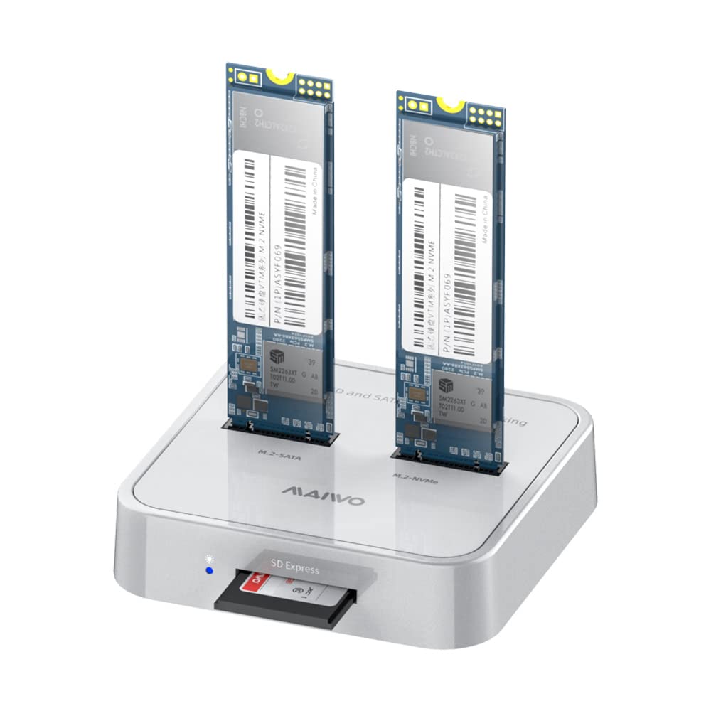 Maiwo K3016Sd Nvme Sata Sd 3 Bay Ssd Docking Station, 10Gbps M.2 Ssd Reader Adapter Enclosure, Compatible Sd Express/M.2 Nvme Sata Ssd. (Not Support Clone)