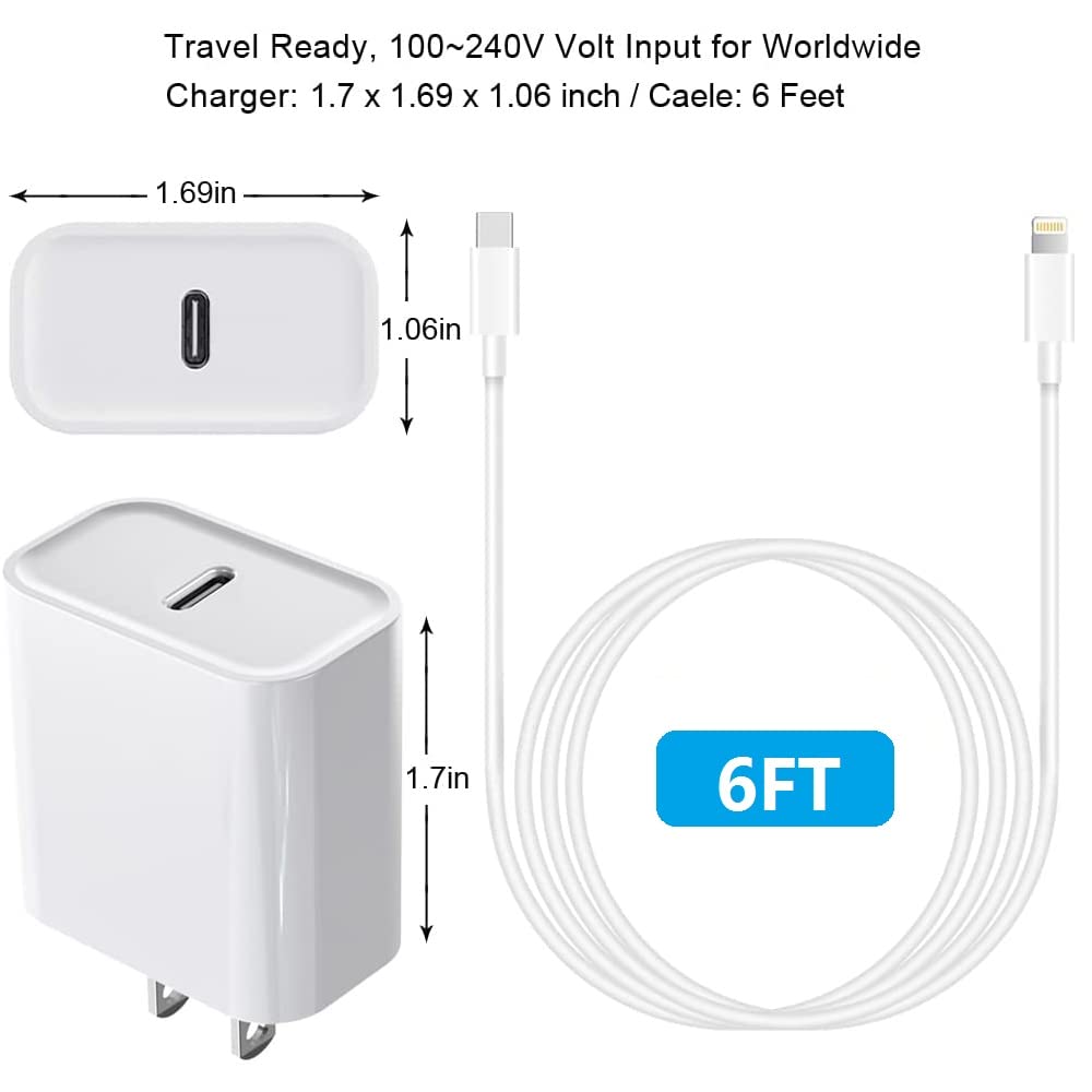 2 Pack [Apple Mfi Certified ] 20W Usb C Wall Chargers 6Ft Cables Compatible With Iphone 14/14 Pro/14 Pro Max/14 Plus/13/13Pro/12