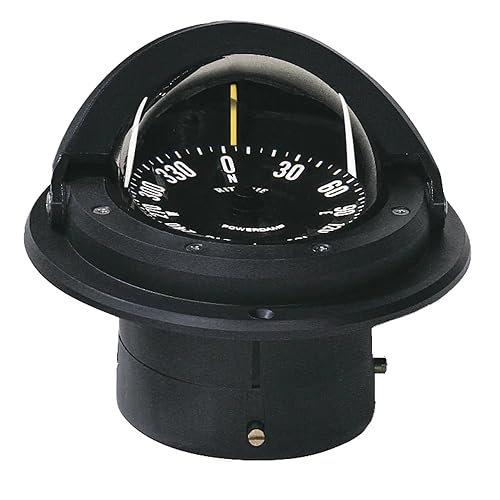 Ritchie Navigation Ritchie Voyager Compass Flat Card Dial With Flush Mount And 12V Green Night Light (Black, 3 Inch)