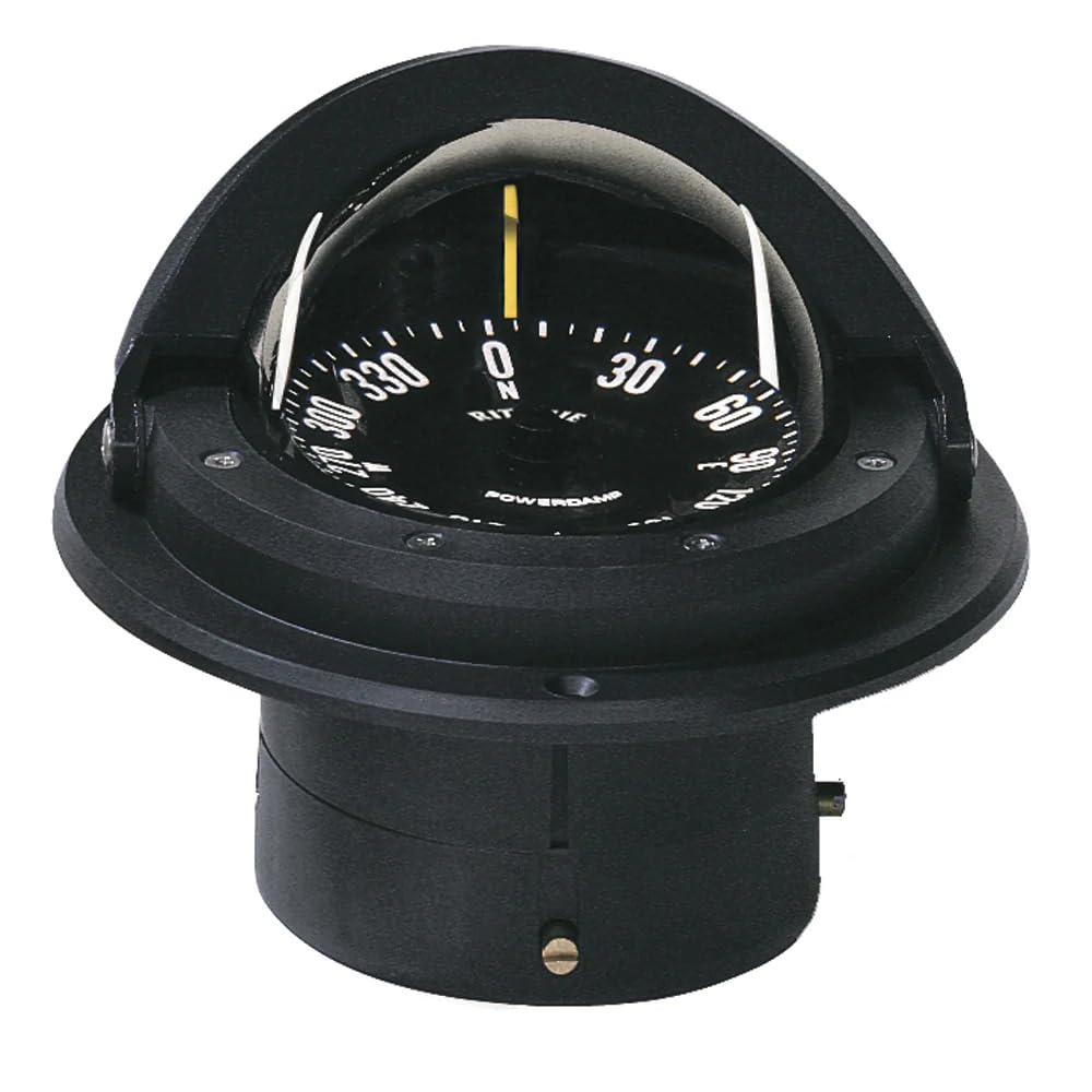Ritchie Navigation Ritchie Voyager Compass Flat Card Dial With Flush Mount And 12V Green Night Light (Black, 3 Inch)