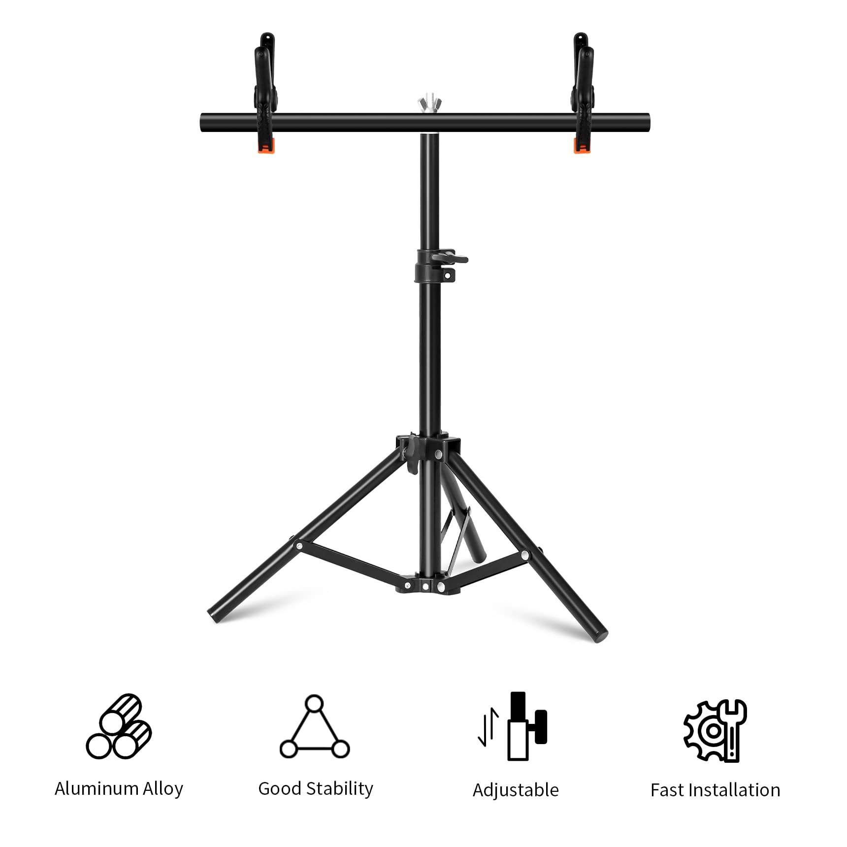 Selens Photography Backdrop Stand 30 Inches Small T Shape Support Light Stands Mini Holder For Photo Studio Tabletop Desktop Background Paper, T Shape Background Support Stand Crossbar With 2 Clamps