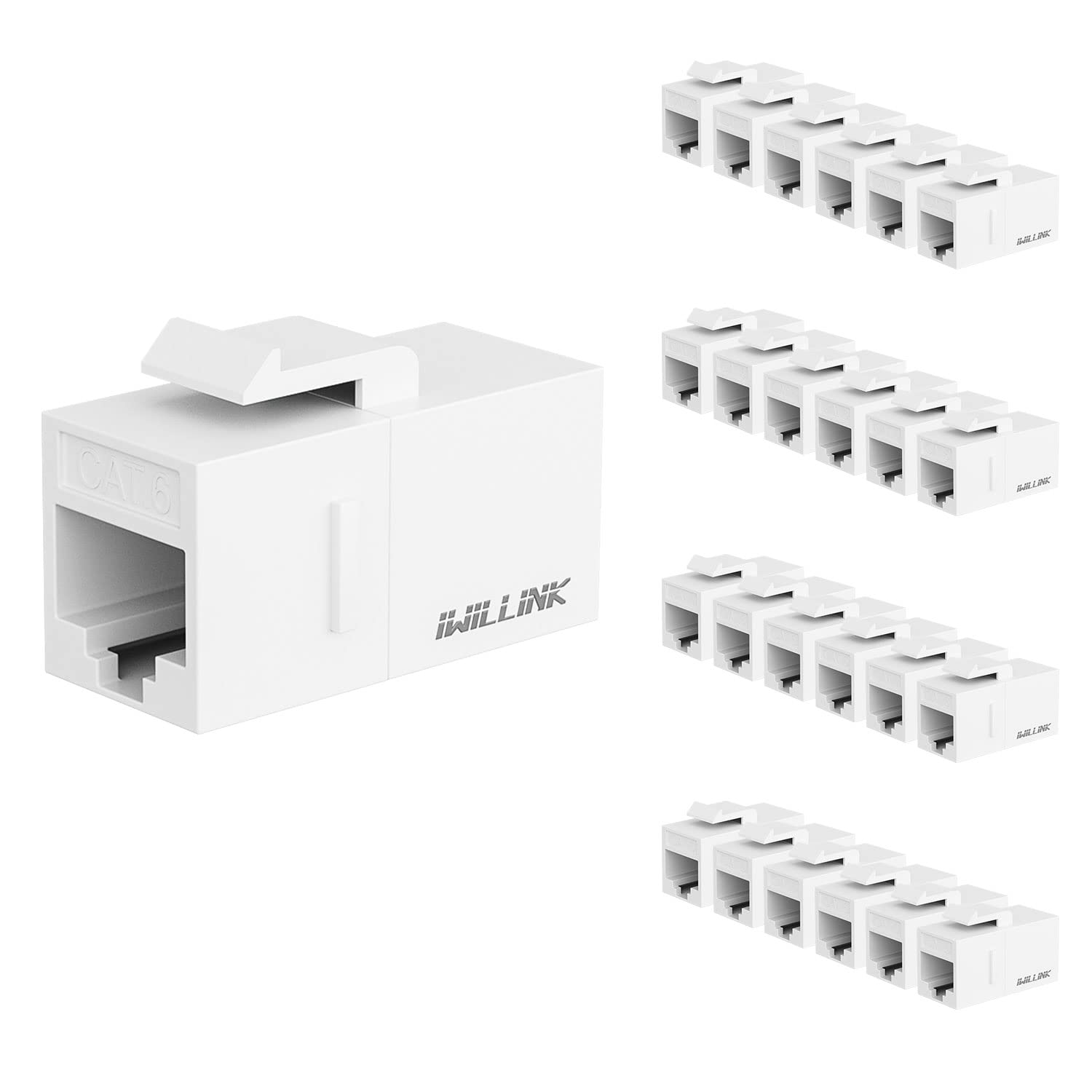 Iwillink Rj45 Cat6 Keystone Coupler 25 Pack, Female To Female Cat6 Keystone Jack, Utp Keystone Coupler Insert,Keystone Jack, Whi