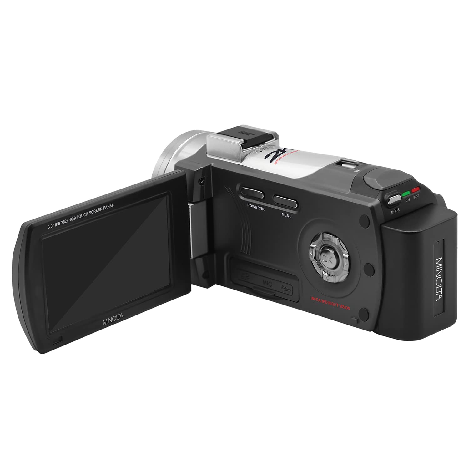 Minolta Mn2K50Nv Mn2K50Nv 2.7K Quad Hd 16X Digital Zoom Ir Night Vision Video Camcorder (Black)