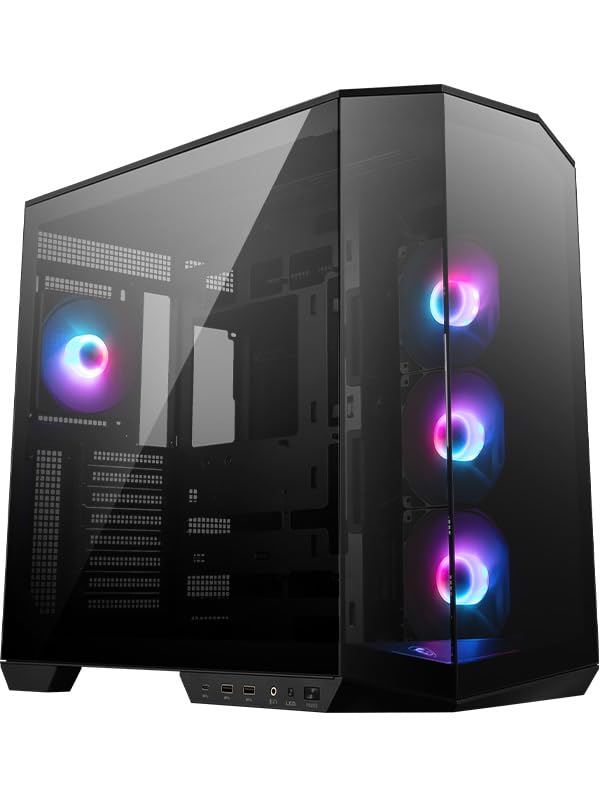 MSI MAG PANO 100R PZ - Premium Mid-Tower Gaming PC Case - Tempered Glass Side Panel - 4X ARGB 120mm Fans - Liquid Cooling Suppor
