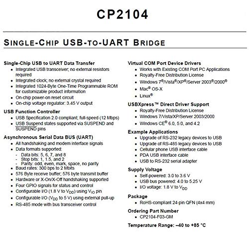 Noyito Cp2104 Serial Converter Usb 2.0 To Ttl Uart Serial Adapter Module With Cables (Pack Of 2)