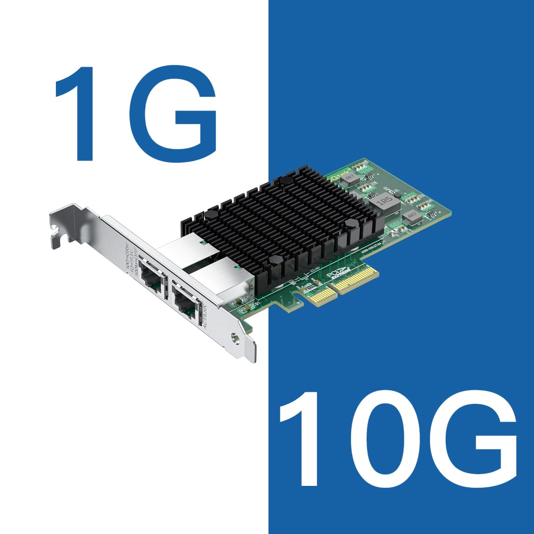 10Gb Rj45 Pci E Network Card Nic, Compare To Intel X550 T2, With Intel X550 At2 Chip, Dual Rj45 Ports, Pci Express 3.0 X4, Ether