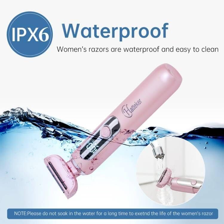 Hatteker Electric Lady Shaver Razor Wet And Dry Waterproof Bikini Trimmer For Women Rechargeable Legs Underarms Public Hair Pain