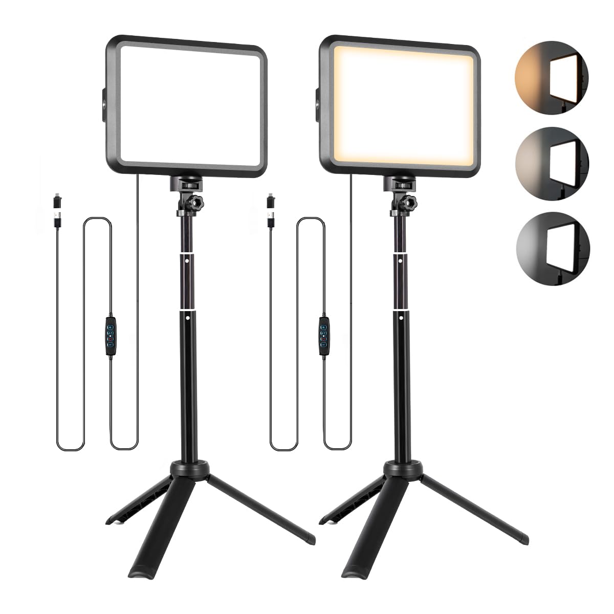 Led Photography Lighting Kit, Niceveedi 2 Pack 8    Portable Video Light With Adjustable Tripod Stand, 2800K 6500K Dimmable Soft