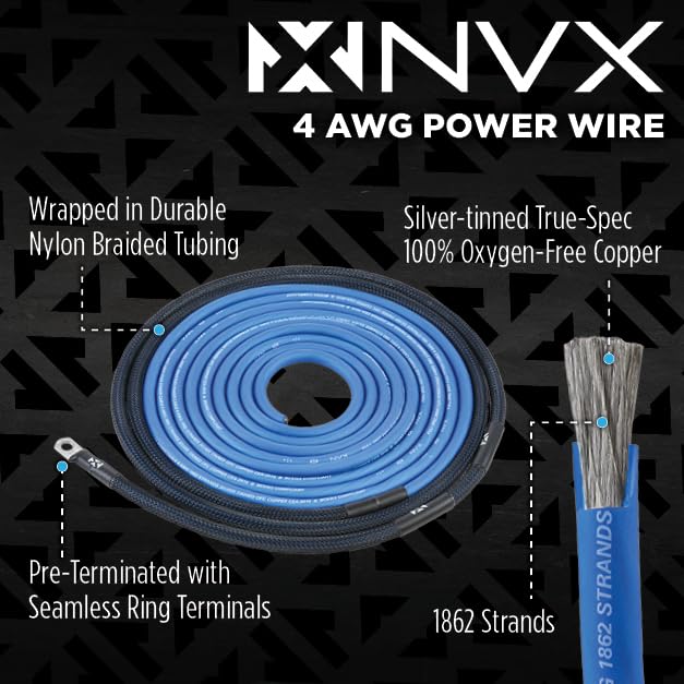 Nvx True 4 Gauge Awg 100% Ofc Complete Amplifier Wiring Kit With 5/6 Channel Rca Cable   Xkit46