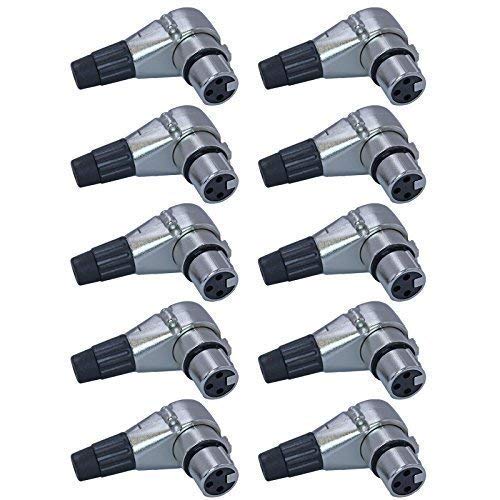 Yovus Pack Of 10 Silver Female Xlr Connector: 7 Positions, Clockable, Low Profile, Rubber Boot Strain Relief