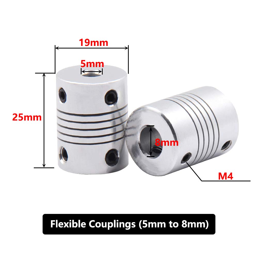 Saiper Flexible Couplings 5Mm To 8Mm (5Pcs) Aluminum Alloy Joint Connector Compatible With Nema 17 Stepper Motors, Reprap 3D Pri
