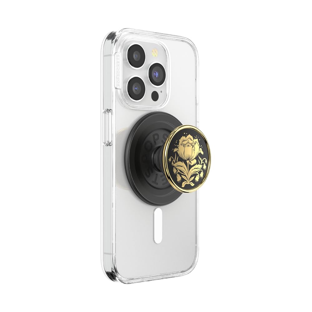 PopSockets Phone Grip for MagSafe, Magnetic Holder, Phone Stand, Black - Rose Noir