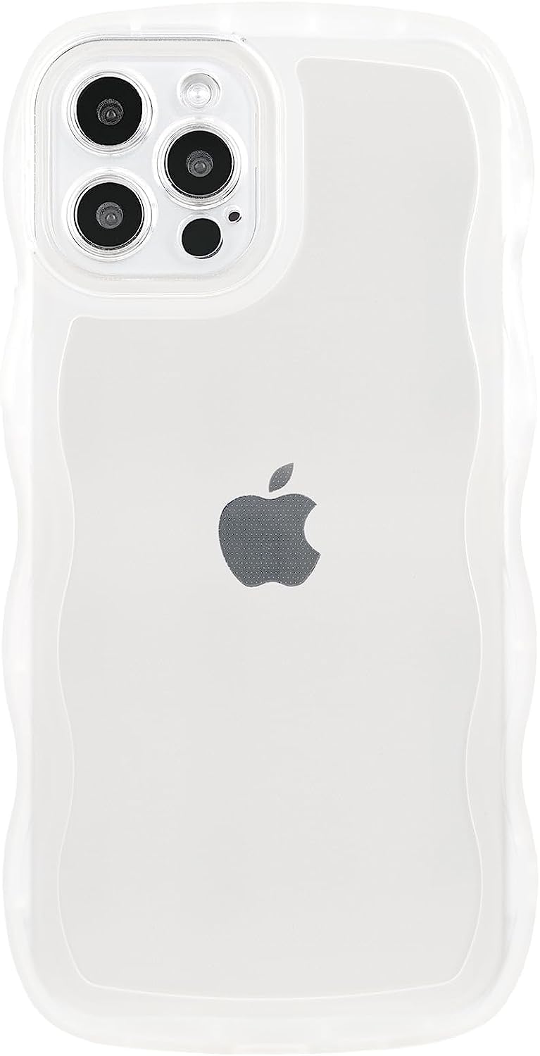 Skylmw Compatible With Iphone 15 Pro Max Case 6.7'' 2023, Cute Kawaii Curly Wave Frame Shape Soft Silicone Shockproof Protective