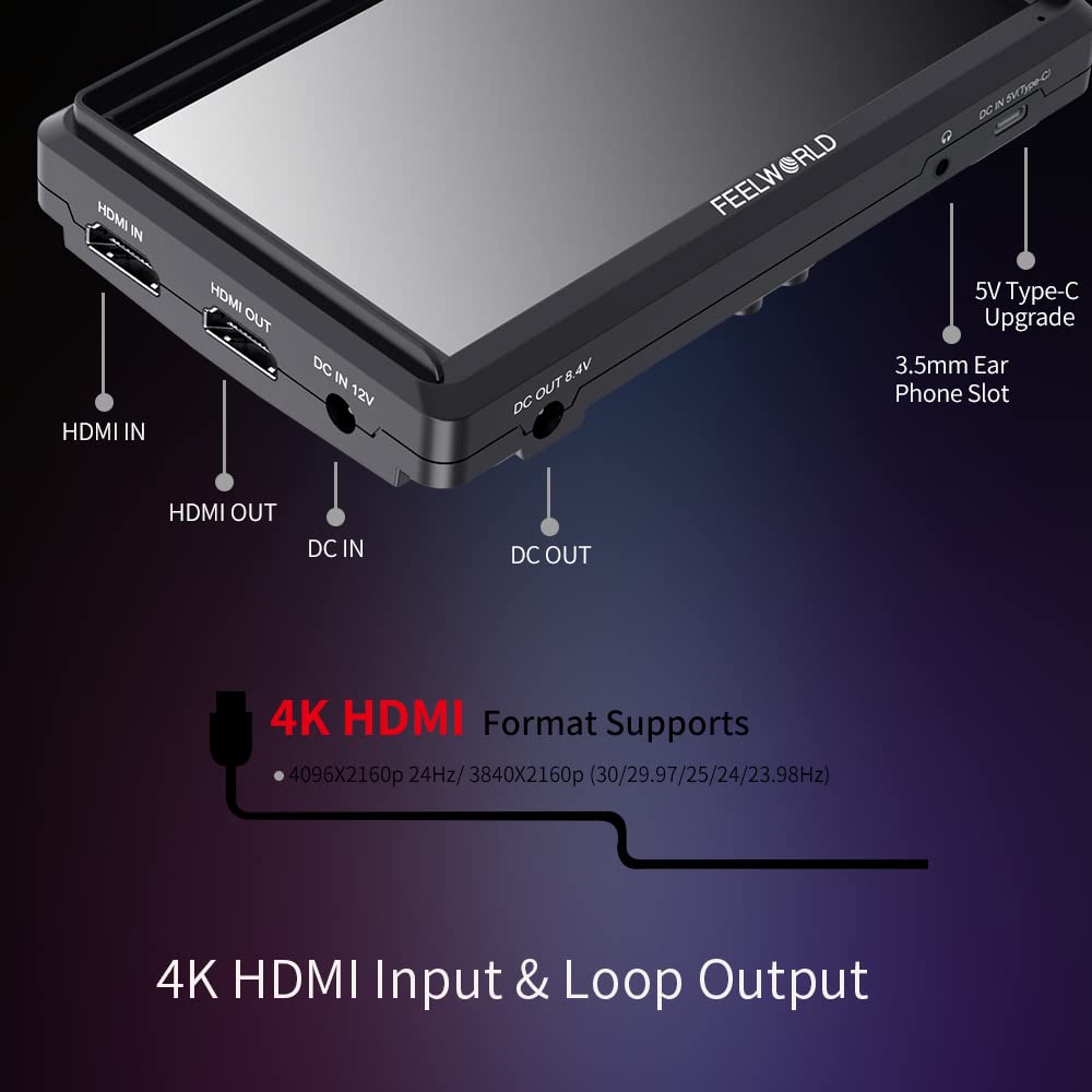 Feelworld Fw568 V3 Upgrade 6 Inch Camera Field Monitor With 4K Hdmi Ultra Bright Screen 3D Lut Small Full Hd 1920X1080 Ips Video