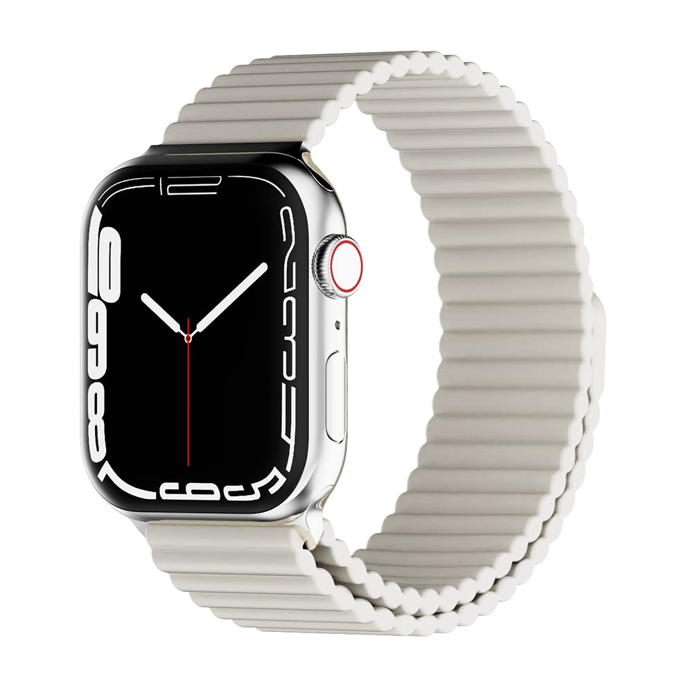 HeiKe Magnetic Silicone Band Compatible with Apple Watch Band 38mm 40mm 41mm 42mm for Men Women,Sport Loop Adjustable Wristband 