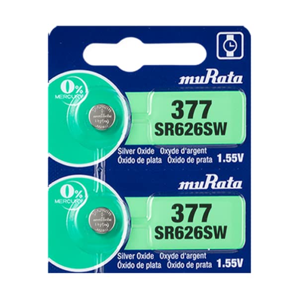 Murata 377 Sr626Sw Battery 1.55V Silver Oxide Watch Button Cell   Replaces Sony 377 (2 Batteries)