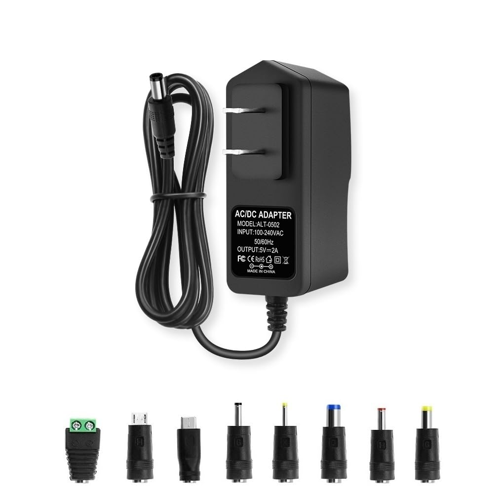 5V 2A Power Supply Adapter, AC to DC 5V Power Adapter Cord, 100240 50/60Hz AC Input to DC 5Volt 2Amp Universal Transformer, 5.5