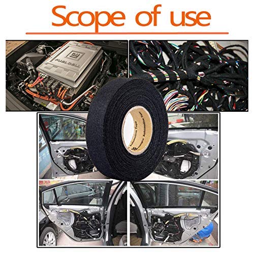 Ergonflow Automotive Wiring Harness Cloth Tape, High Temp Wire Harness Wrapping Tape, Black Adhesive Fabric Tape,Noise Damping H