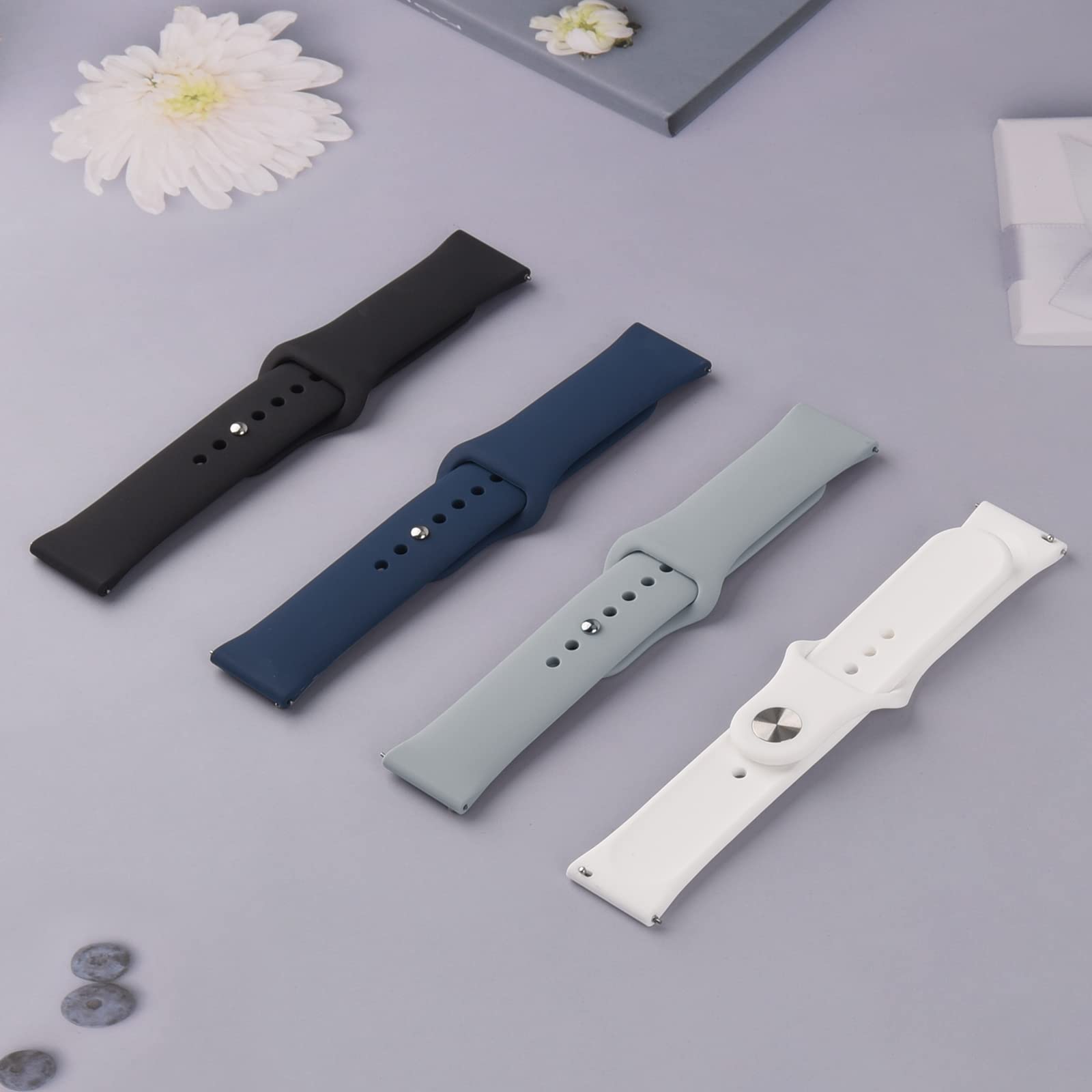 Silicone Band For Amazfit Gtr 3 Pro/ Gtr 3/ Gtr 2E/ Gtr 2/ Amazfit Gtr 47Mm Smart Watch, 22Mm 4 Pack Soft Quick Release Replacem