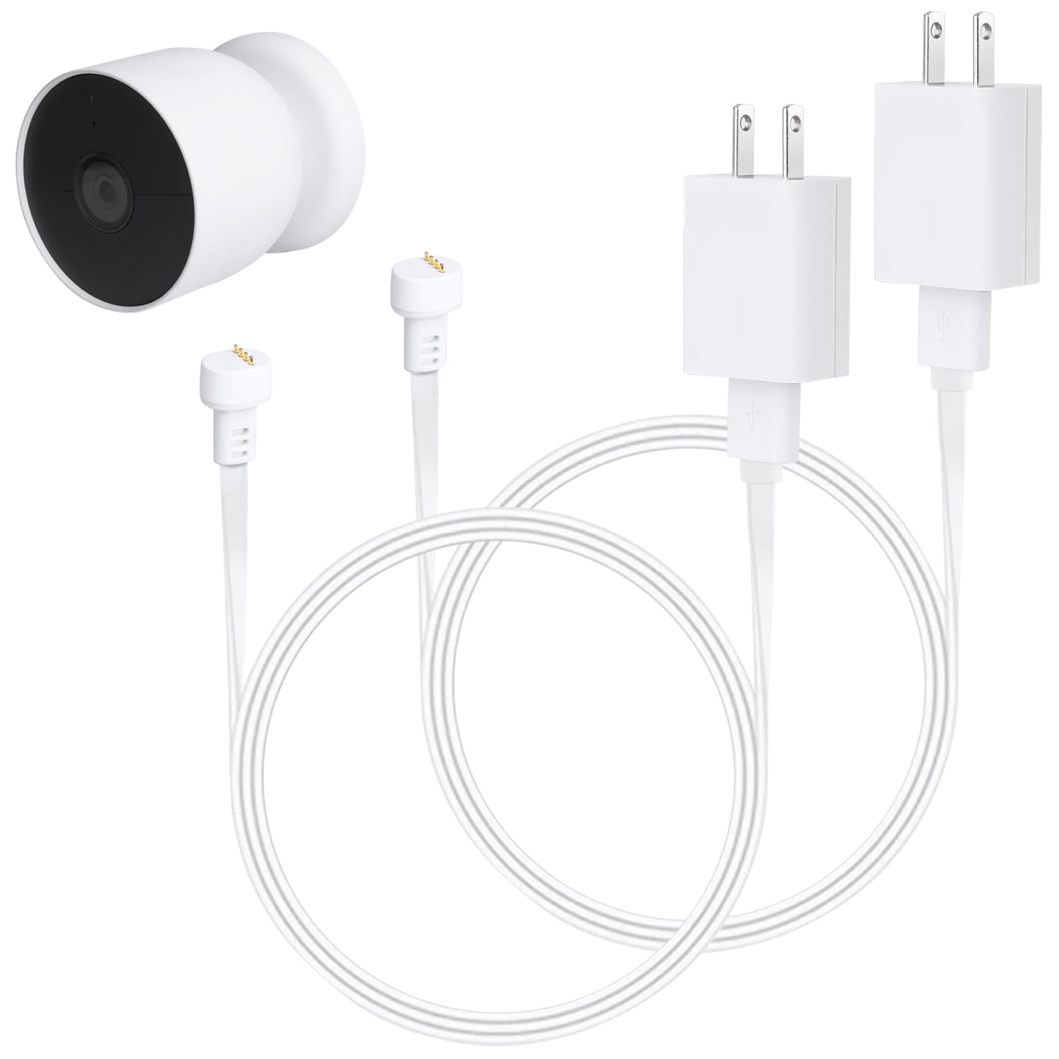 Wochel 2Pack Power Adapter Compatible With Google Nest Cam Outdoor Or Indoor, Battery   6.5Ft/2M Weatherproof Outdoor Charger Ca