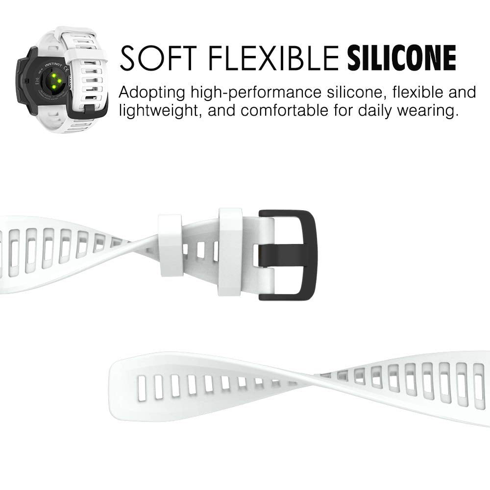 Moko Watch Strap Compatible With Garmin Instinct, Instinct Tide, Tactical, Solar, 2 Sports Gps Smart Watch, Soft Silicone Adjust