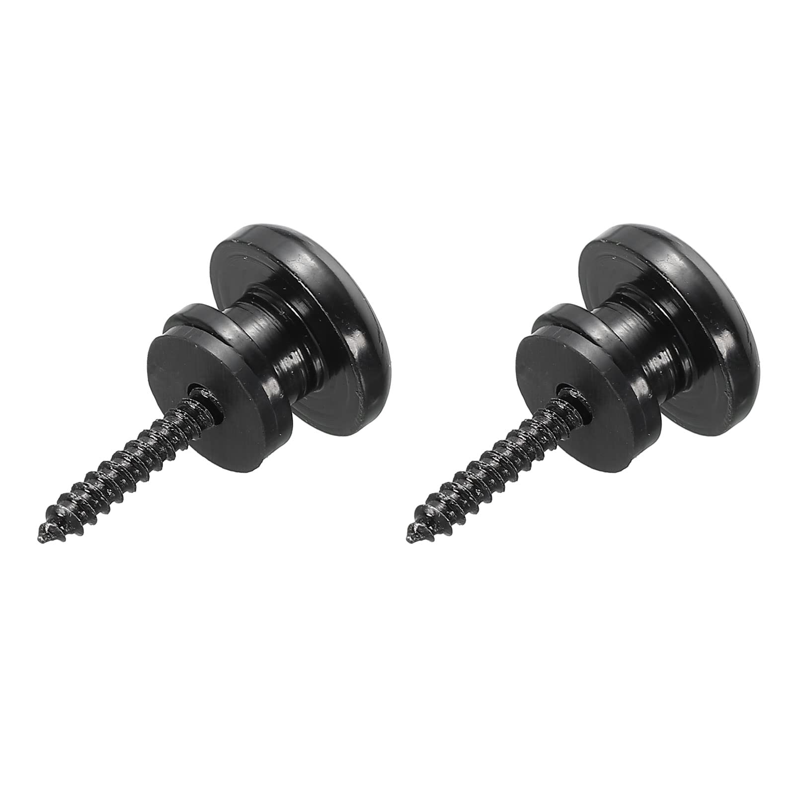 MECCANIXITY Guitar Strap Button Buckle Lock Metal Small End Pins Sets Black with Black Rubber Washer for Guitar Bass, 2 Set