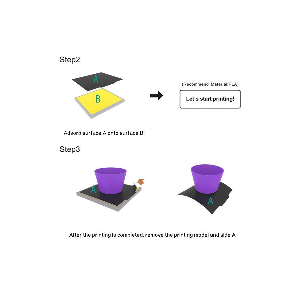 Befenybay Hot Professional Flexible Removable Build Surface 250X250Mm(A+B) For 3D Printer Heated Bed (250X250Mm)