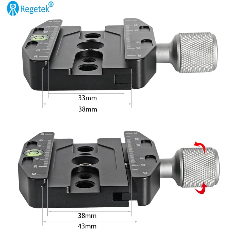 Regetek Aluminium 2.75''/70Mm Arca Swiss Quick Release Clamp, Arca Qr Clamp 3/8 Inch With 1/4 Inch Screw And Bubble Level, Adjus
