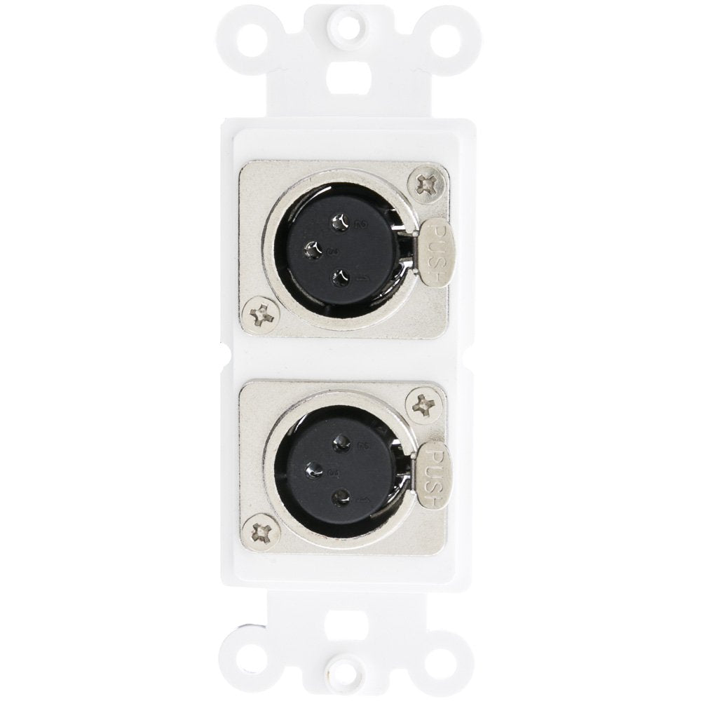 Cablewholesale Decora Wall Plate Insert, White, Dual Xlr Female To Solder Type