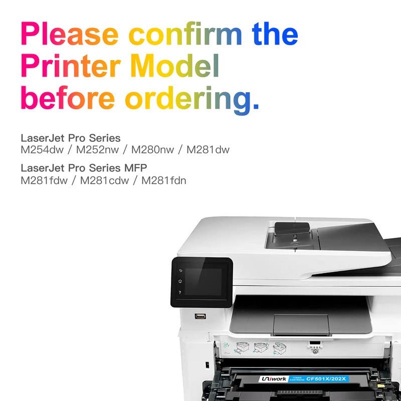 Uniwork 202X Toner Cartridges High Yield Replacement For Hp 202X 202A Compatible With Color Laserjet Pro Mfp M281Fdw Mfp M281Cdw