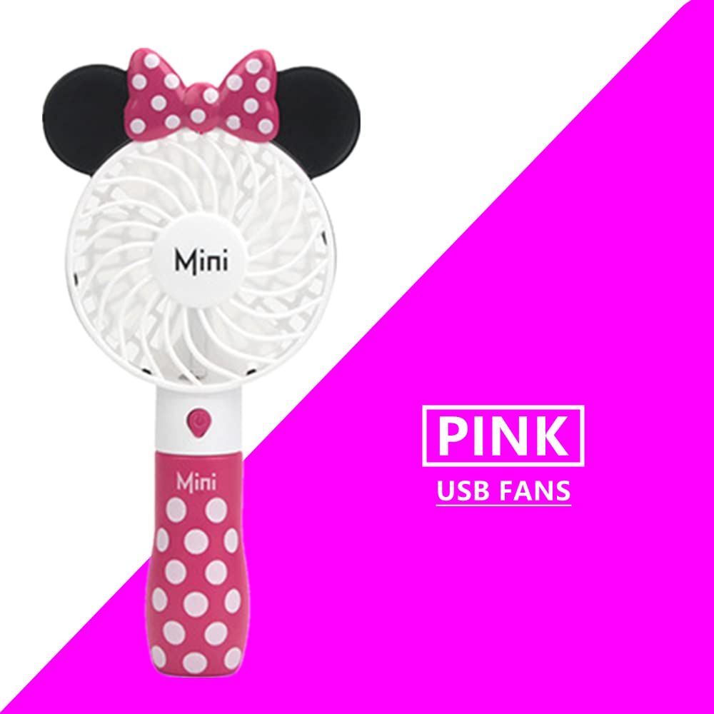 Kbinter Cute Personal Mini Fan, Handheld & Portable Usb Rechargeable 1 Speed Usb Fans With Colorful Led Light Adjustable, For In